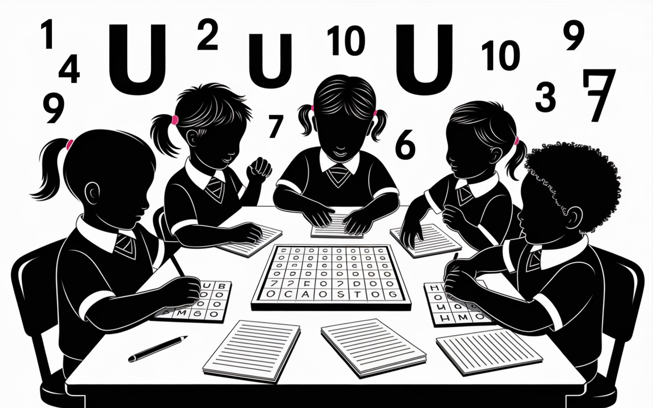 enfants jouant petit bac ville qui commence par u