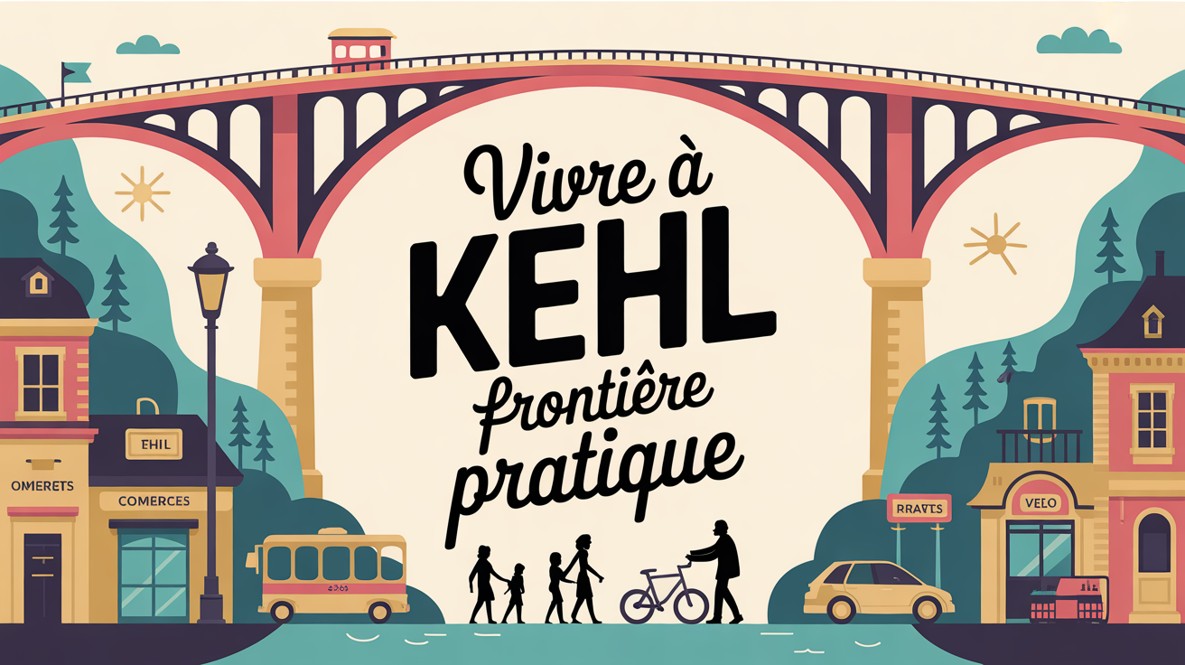 Pont Kehl Strasbourg avec familles, commerces, moyens de transport
