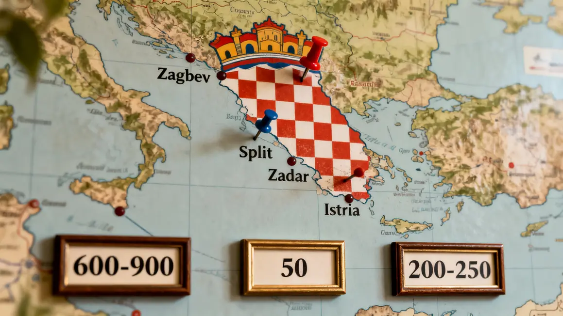 Carte Croatie villes cout logement transports nourriture