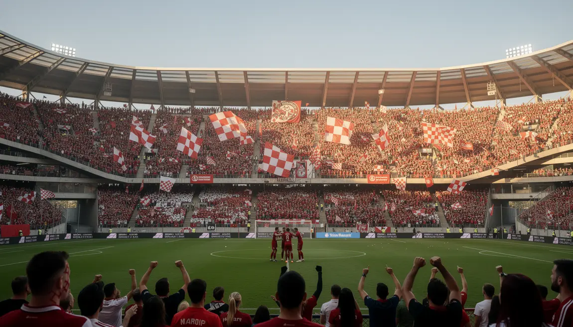 Supporters croates au stade en liesse drapeaux damiers