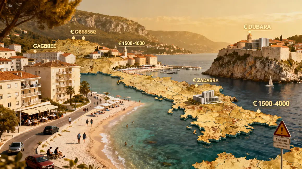 Carte Croatie immobilier villes prix investissement