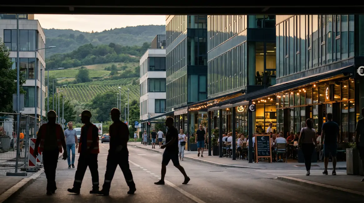 salaire croatie silhouettes bureaux euro contraste ville campagne