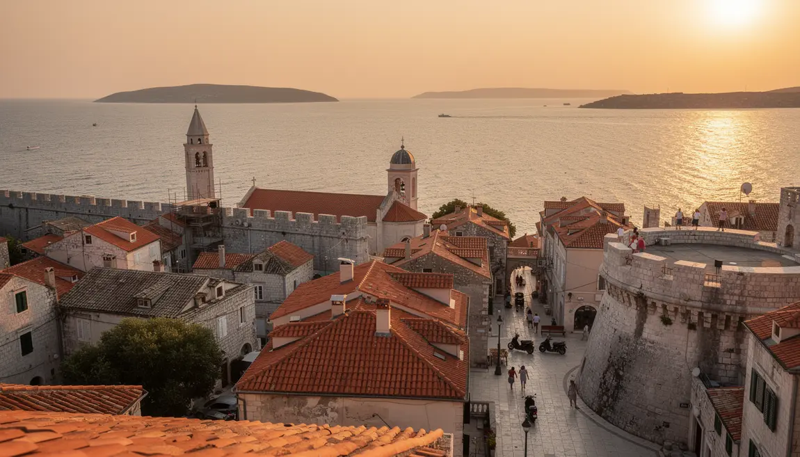 vue panoramique zadar coucher du soleil remparts mer adriatique