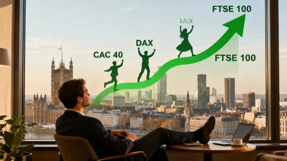 Courbes ascendantes des indices européens CAC 40 DAX FTSE 100