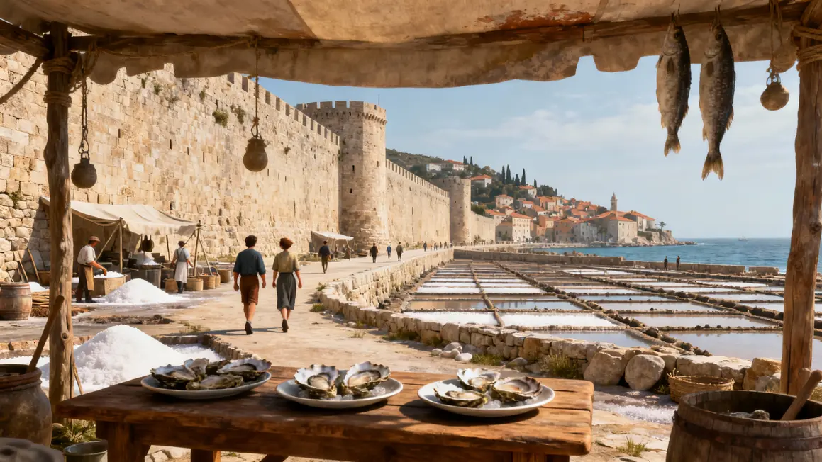 Murailles Ston salines huîtres vue mer