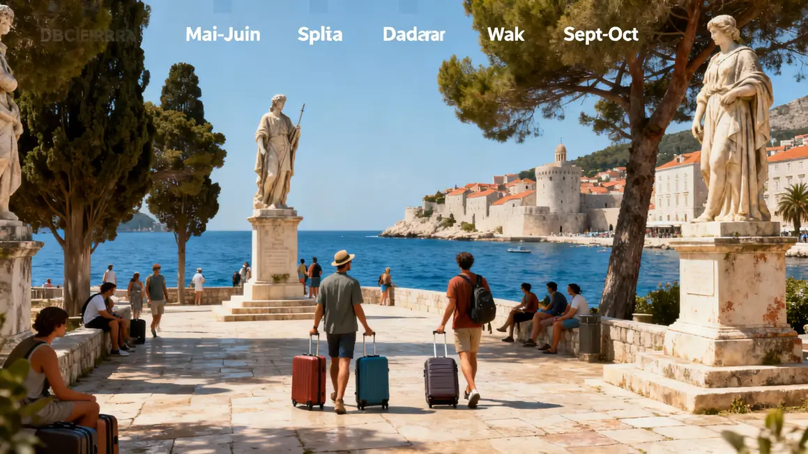 tableau régions Croatie Dubrovnik Split Istrie mois visite