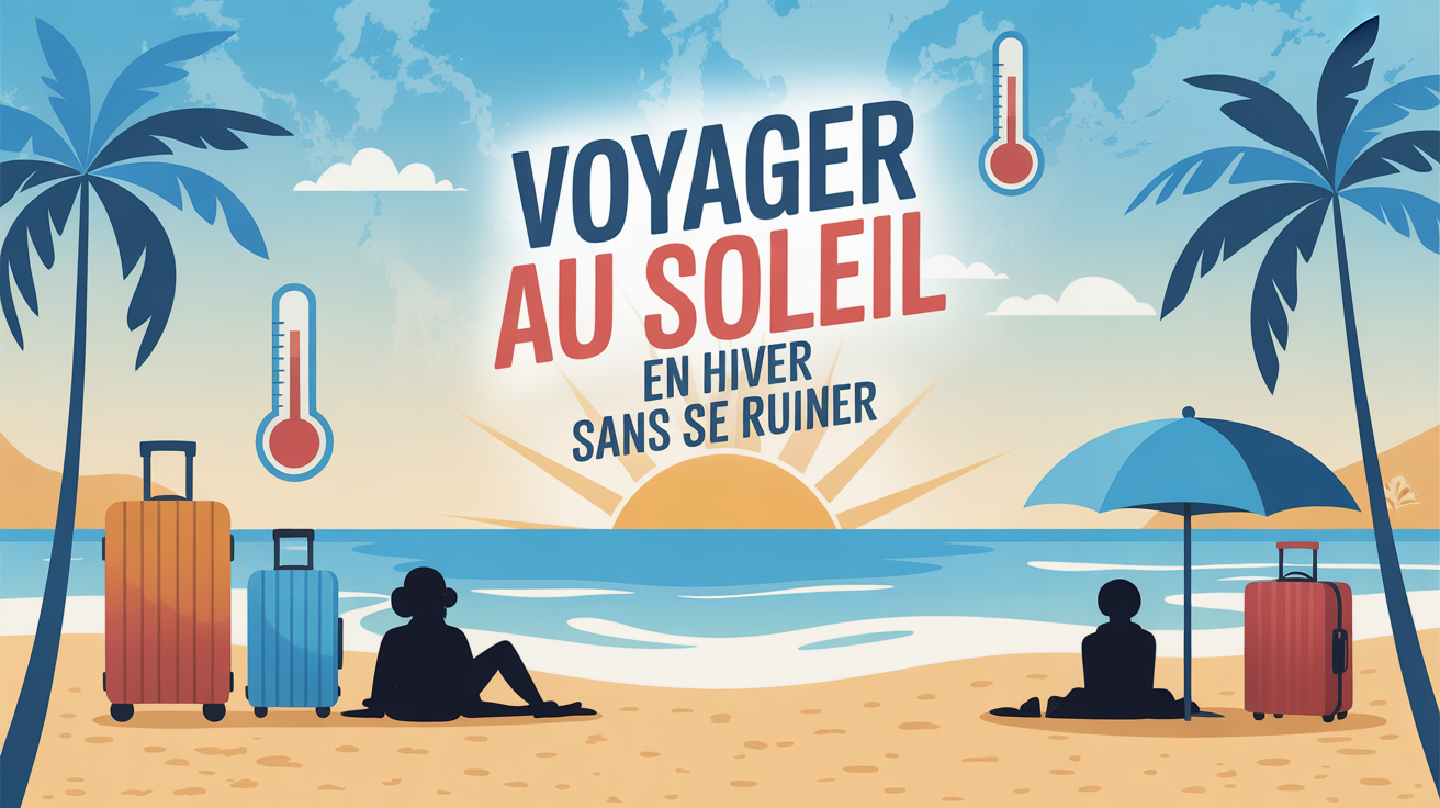 destination soleil pas cher en hiver illustration carte plage