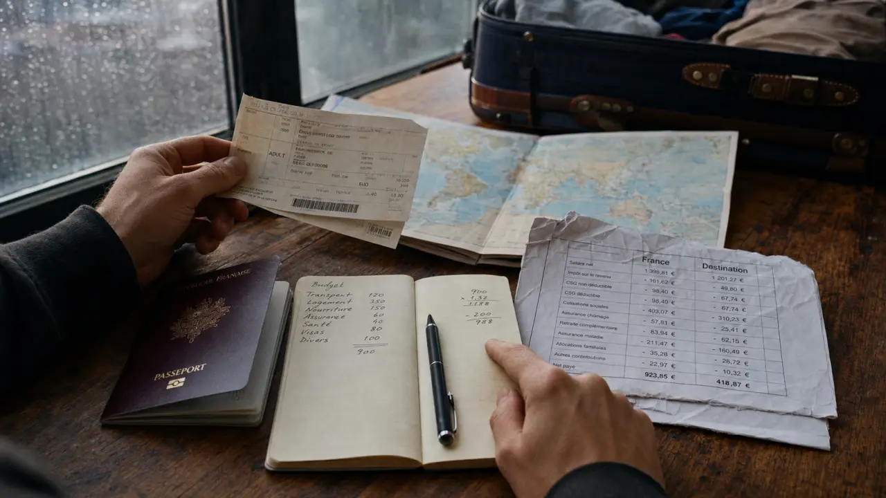 Faut il quitter la france : passeport et budget sur une table