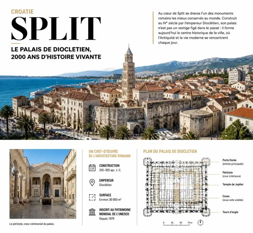 Palais de Dioclétien à Split lors d'un voyage d'une semaine en Croatie